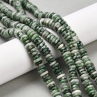 Brins de perles en jaspe vert tacheté naturel, rondelle, 6.5mm — Perles à bijoux