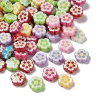 Perles acryliques opaques imprimées UV, fleur iridescente, couleurs mélangées — Perles à bijoux