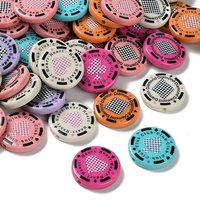 Printed Opaque Acrylic Beads, Flat Round, Mixed Color, 30x6mm — Jewelry Beads