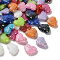 Perles acryliques opaques en forme de cœur, iridescentes, UV — Perles à bijoux