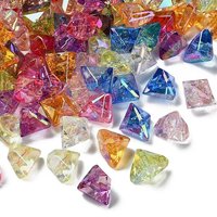 Perles acryliques transparentes avec placage UV, triangle irisé, couleurs mélangées — Perles à bijoux