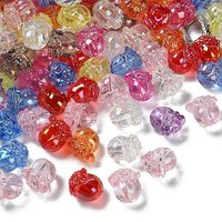 Perles en acrylique transparent avec plaquage UV, fleurs multicolores — Perles à bijoux