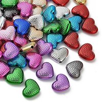 Perles en acrylique opaque en forme de cœur, finition UV, couleurs variées