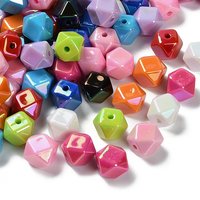 Perles acryliques opaques avec plaquage UV, polygonales et facettées — Perles à bijoux