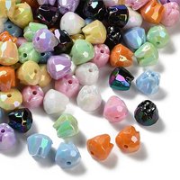 Perles acryliques opaques avec plaquage UV, couleurs mélangées, 15x15.5mm