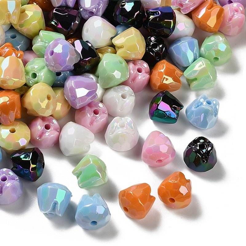 UV Plating Opaque Acrylic Beads, Iridescent Mixed Color, 15x15.5mm — Jewelry Beads