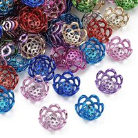 Capsules de Perles en ABS Platinées UV, Fleur, Couleurs Mélangées — Perles à bijoux