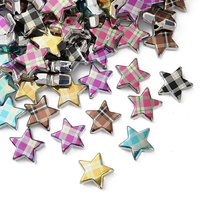 Perles Acryliques Opaques Étoile Imprimées avec Plaid, Couleurs Mélangées — Perles à bijoux