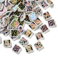 Rainbow Iridescent Printed Opaque Acrylic Beads, Square, Mixed Styles — Jewelry Beads