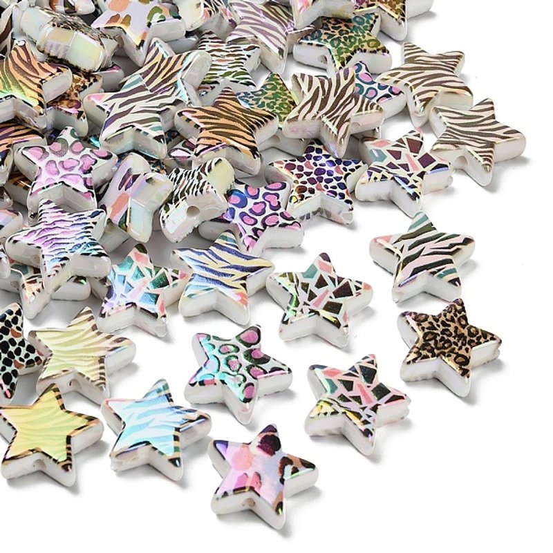Rainbow Iridescent Acrylic Beads, Mixed Styles, Star — Jewelry Beads
