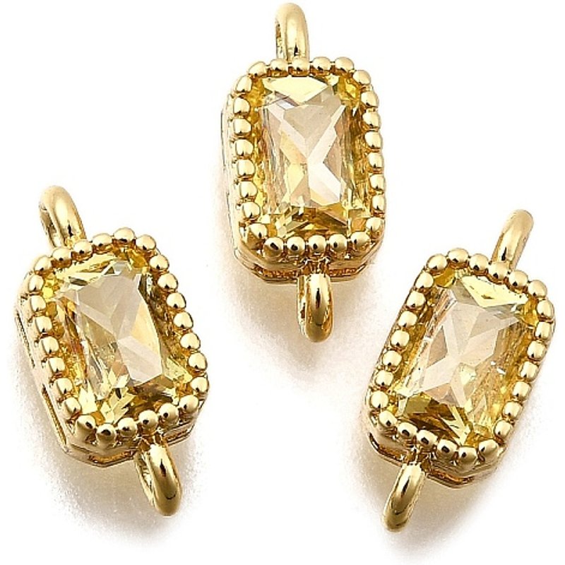 18K Gold Plated Brass Micro Pave Cubic Zirconia Links Connectors — Jewelry Findings