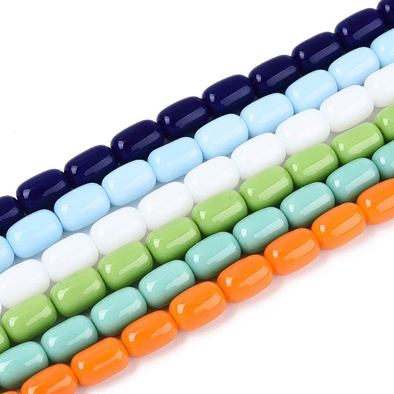 Opaque Solid Color Glass Beads Strands, Barrel, Mixed Colors — Jewelry Beads