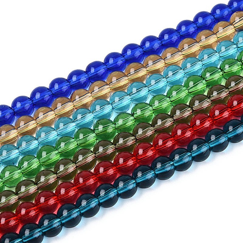 Transparent Glass Beads Strands, Round, Mixed Color, 6-6.5mm — Jewelry Beads