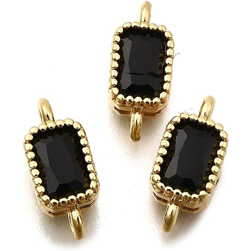 18K Gold Plated Brass Micro Pave Cubic Zirconia Links Connectors — Jewelry Findings