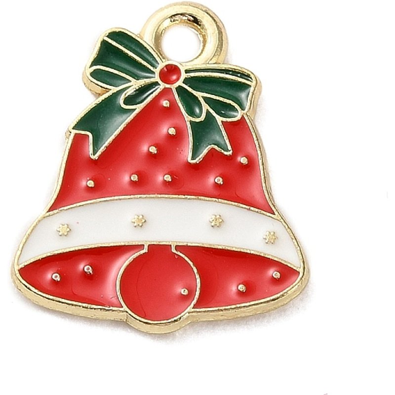 Pendentif en Émail Alliage Thème Noël, Cloche Dorée, 17x14x1.2mm — Breloques et pendentifs