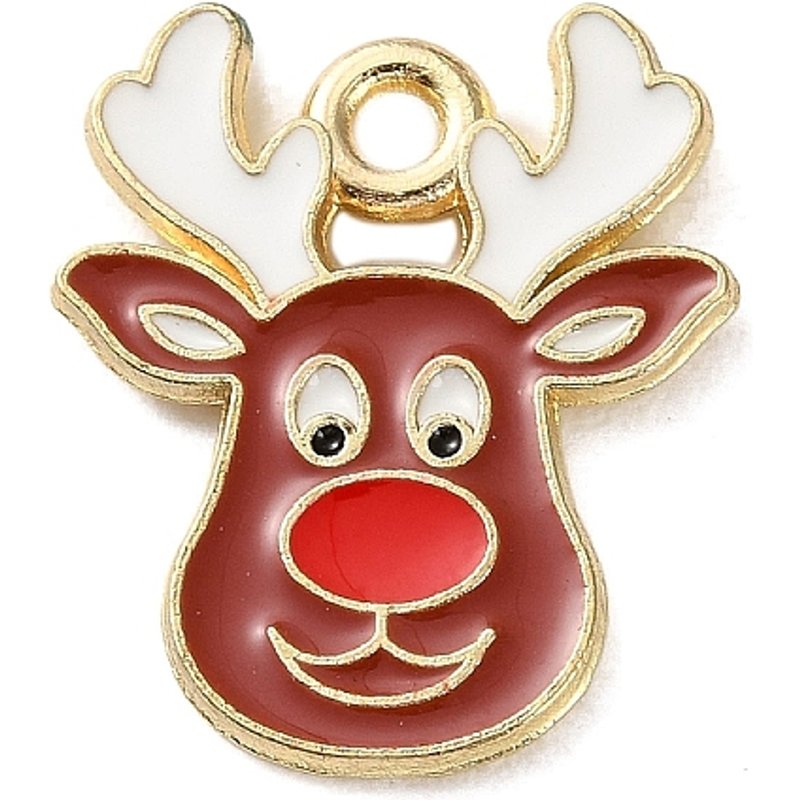 Pendentif en Émail Doré Thème de Noël - Cerf — Breloques et pendentifs