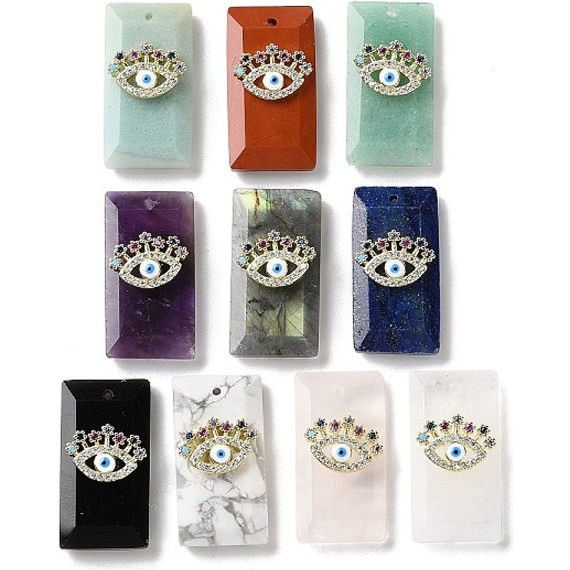 Pendants en Gemmes Naturelles Facettées avec Zirconia Cubique Coloré — Breloques et pendentifs