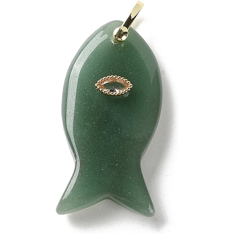 Pendentifs en Aventurine Verte Naturelle avec Charms Poisson — Breloques et pendentifs