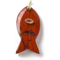 Charms de Poisson en Jaspe Rouge Naturel avec Trouvailles en Micro Pave