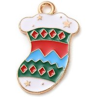 Charms en Émail Alliage - Thèmes de Noël, Bas de Noël Doré