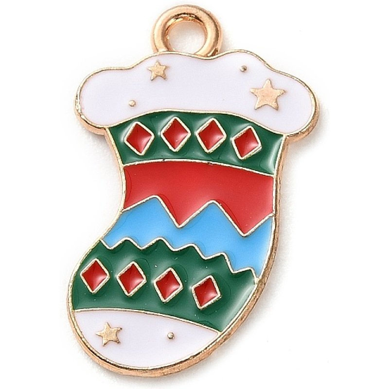 Charms en Émail Alliage - Thèmes de Noël, Bas de Noël Doré — Breloques et pendentifs