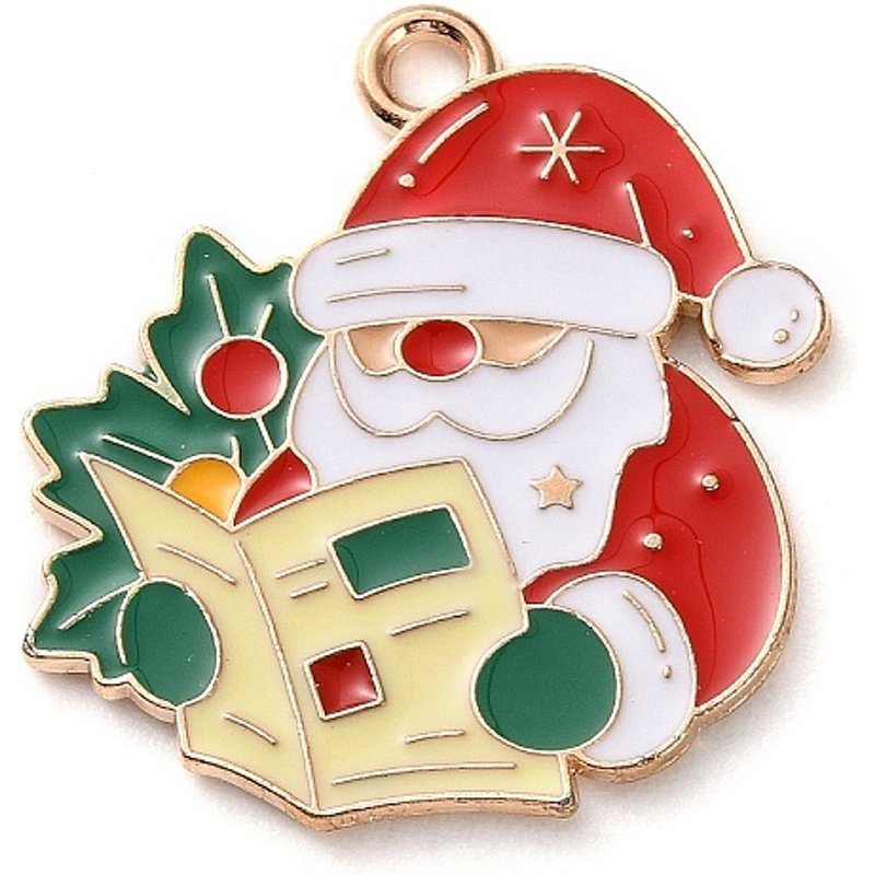 Pendentifs en Émail Alliage - Charme de Noël Santa Claus — Breloques et pendentifs