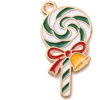 Pendentifs en Émail en Alliage, Charm de Noël en Bonbon Doré
