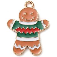 Pendentif en Émail en Alliage - Bonhomme en Pain d'Épice de Noël