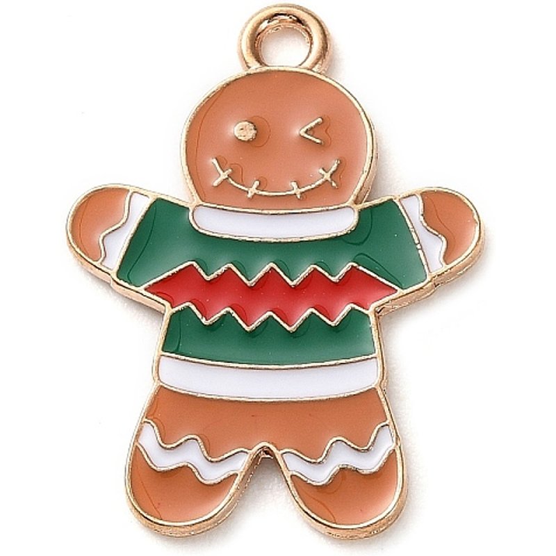 Alloy Enamel Gingerbread Man Pendant - Christmas Theme — Charms & Pendants