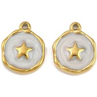 Pendentif Étoile en Acier Inoxydable 304 avec Émail et Plaquage Ionique