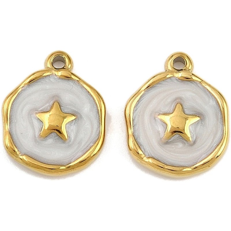 Pendentif Étoile en Acier Inoxydable 304 avec Émail et Plaquage Ionique — Breloques et pendentifs