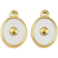 Pendentif ovale en acier inoxydable 304 avec émail doré