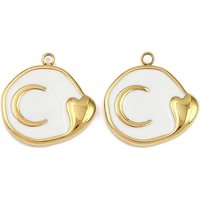 Pendentif en forme de cœur doré en acier inoxydable 304 avec émail