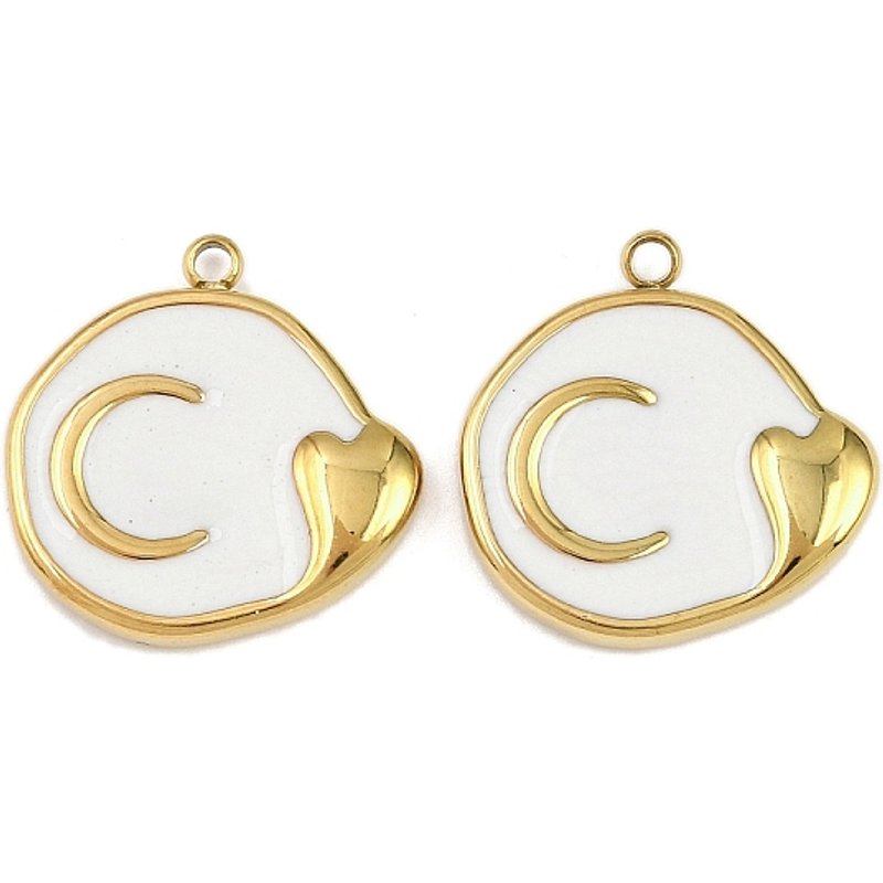 Pendentif en forme de cœur doré en acier inoxydable 304 avec émail — Breloques et pendentifs