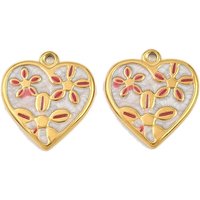 Pendentif en Acier Inoxydable 304 avec Émail en Forme de Fleur