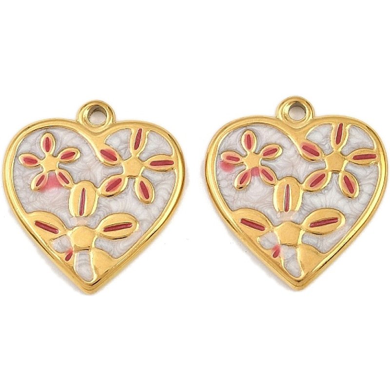 Pendentif en Acier Inoxydable 304 avec Émail en Forme de Fleur — Breloques et pendentifs
