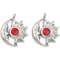 Charmes de naissance en acier inoxydable 304 - Étoile et Lune - Rubis