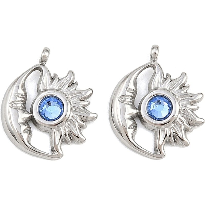 Charms de Naissance en Acier Inoxydable - Étoile et Lune - Mars — Breloques et pendentifs