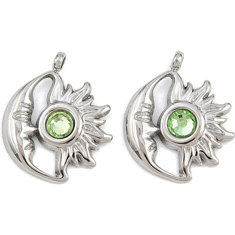 Charms de naissance en acier inoxydable - Étoile et Lune - Août — Breloques et pendentifs