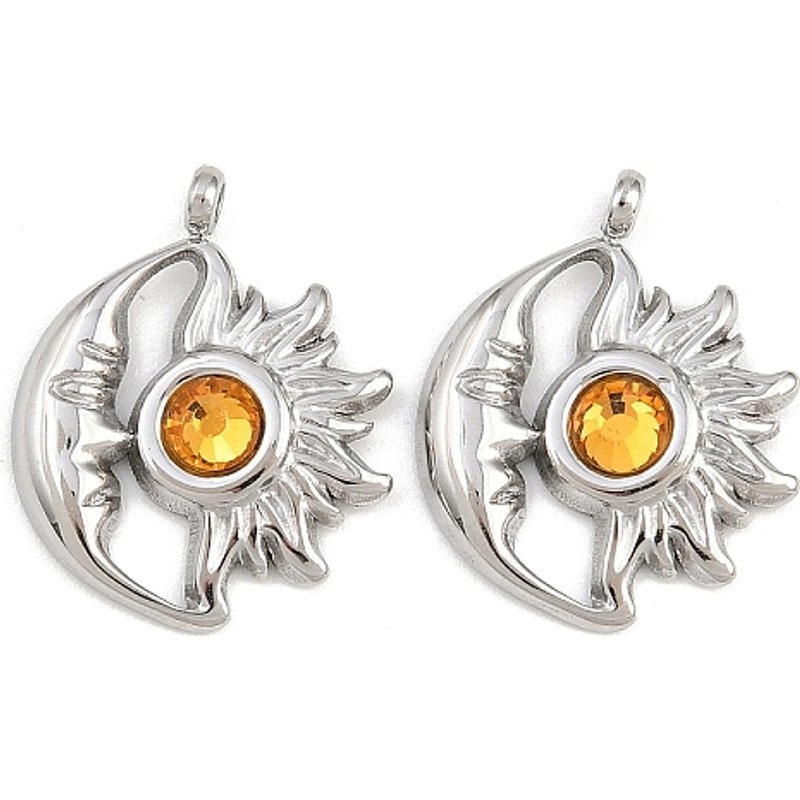 Charms de naissance en acier inoxydable 304, étoile et lune — Breloques et pendentifs