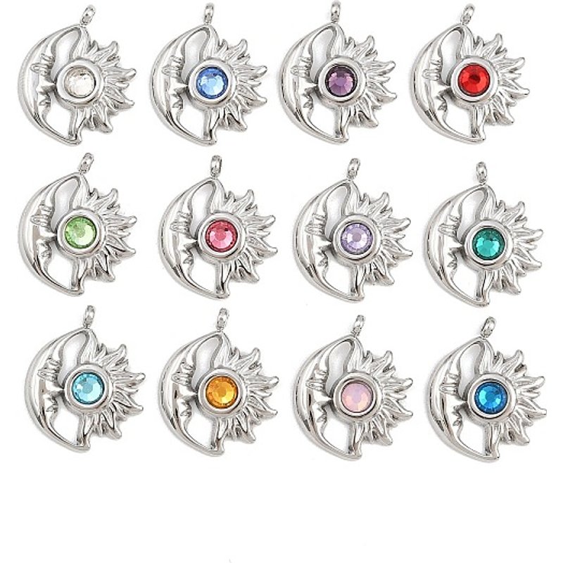 Charmes de naissance en étoile et lune en acier inoxydable 304 — Breloques et pendentifs