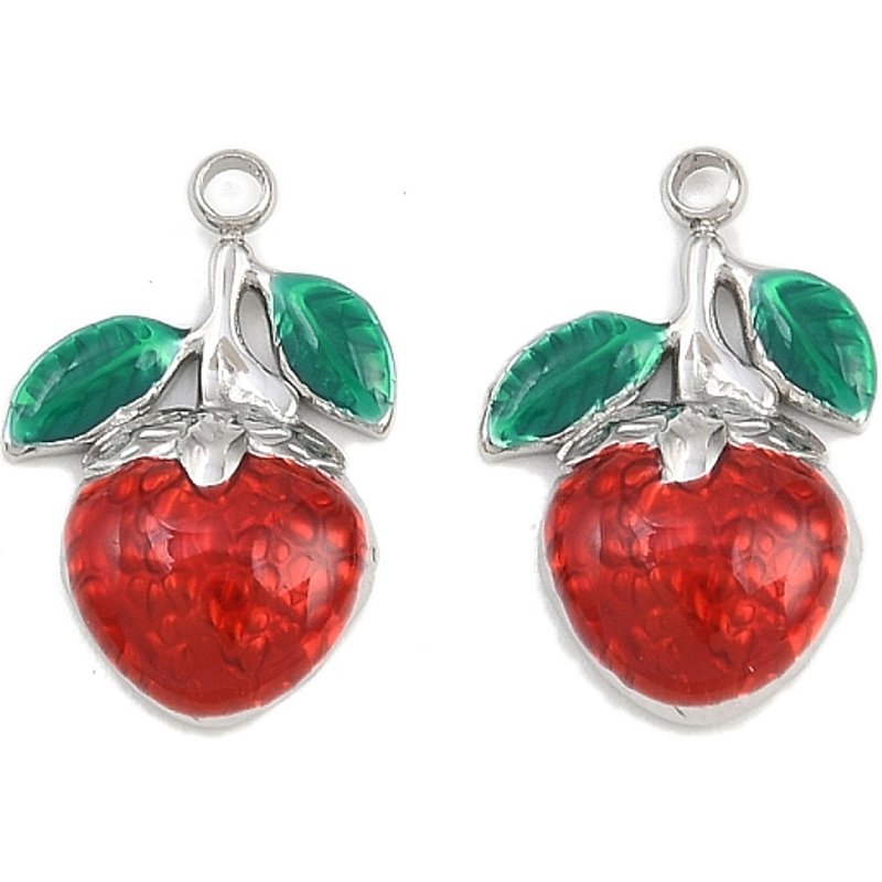 Pendentif en Émail de Pomme en Acier Inoxydable 304 avec Trou de 1,5mm — Breloques et pendentifs