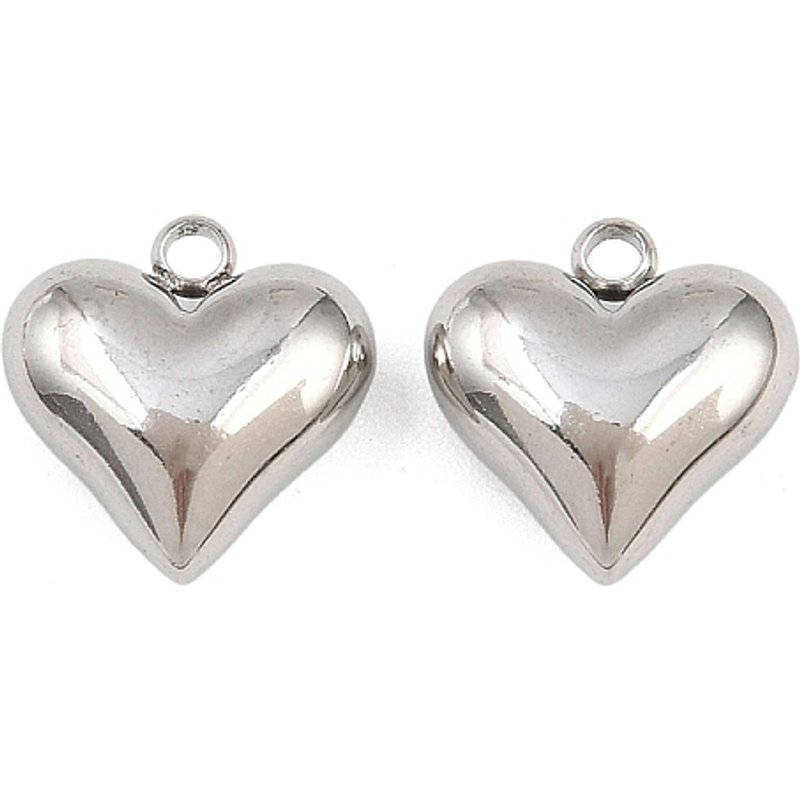 Charm en Acier Inoxydable en Forme de Coeur avec Trou de 1,5mm — Breloques et pendentifs