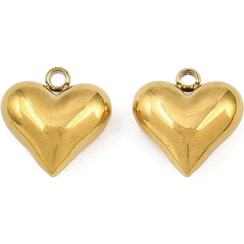Charm en Acier Inoxydable 304 en Forme de Coeur avec Plaquage Ionique Doré — Breloques et pendentifs