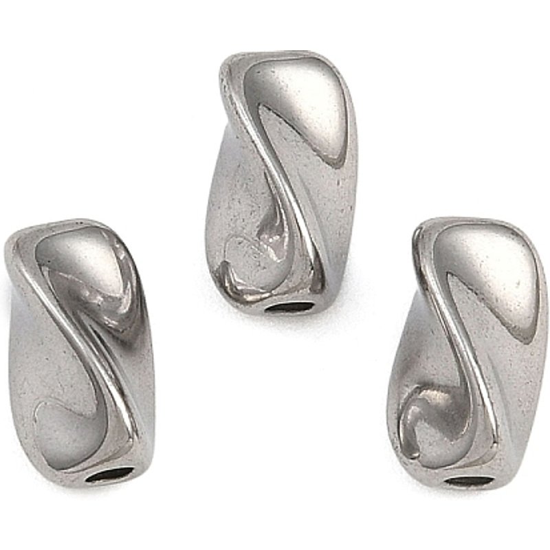 Perles torsadées en acier inoxydable 304, 9.5x5.5mm, trou 1.6mm — Perles à bijoux