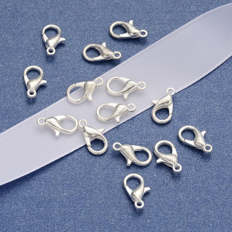Attaches de type homard en alliage de zinc, attaches à déclenchement perroquet, plaqué argent — Accessoires pour bijoux
