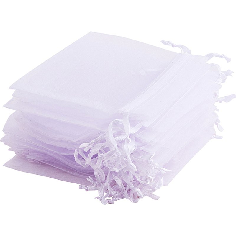 Sacs en Organza pour Potpourri, Rectangulaires, Blanc, 10cm x 15cm — Rangement et présentation