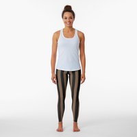 Leggings à Rayures Verticales Café Brun et Noir pour Femmes — Legging femme