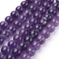 Natural Amethyst Beads Strands, Round, 8mm, 1mm Hole, 24pcs/strand — Jewelry Beads