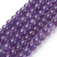 Brins de perles d'améthyste naturelle, rondes, 6mm, 32pcs/brin — Perles à bijoux